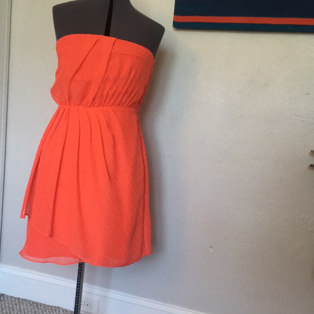 Coral colored textured mini dress